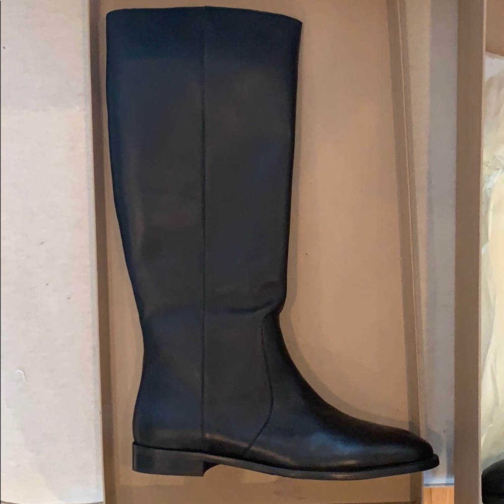 NIB J.Crew Quinn Leather Riding Boot Black